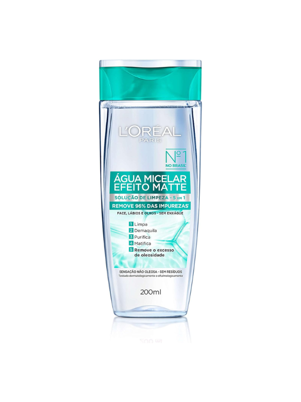 Água Micelar Efeito Matte L'Oreal Paris Solução de Limpeza Facial - 200ml