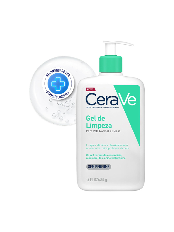 Gel de Limpeza Facial CeraVe, para pele oleosa, com Ácido Hialurônico e Niacinamida
